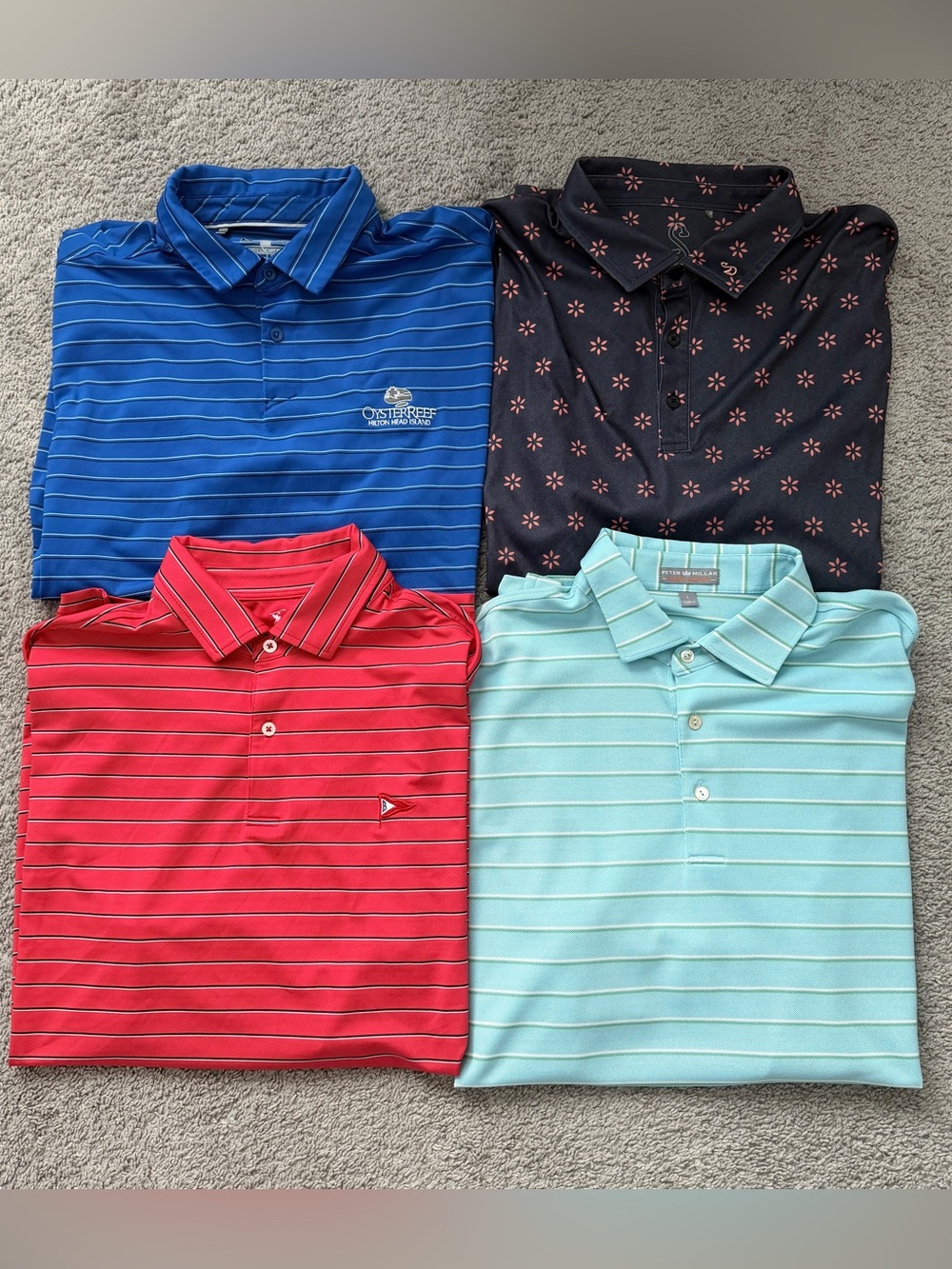 Lot of 4 Mens Large Golf Polos Peter Millar Swannies Under Armour Fairway Greene